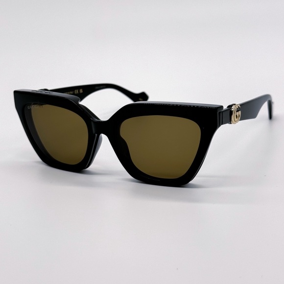 NEW GUCCI GG1542S 001 CAT EYE BLACK BROWN/CLEAR WOMEN SUNGLASSES GUCCI - Picture 8 of 16